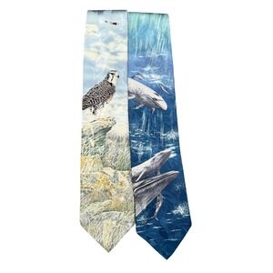 Wembley Endangered Species Silk Ties Lot 2 Mens Whales Bird Novelty Wildlife Art